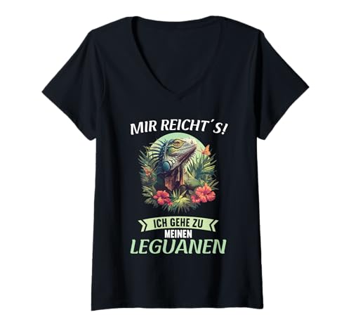 Damen Leguane Leguan T-Shirt mit V-Ausschnitt von Leguane Leguan Tier Shop