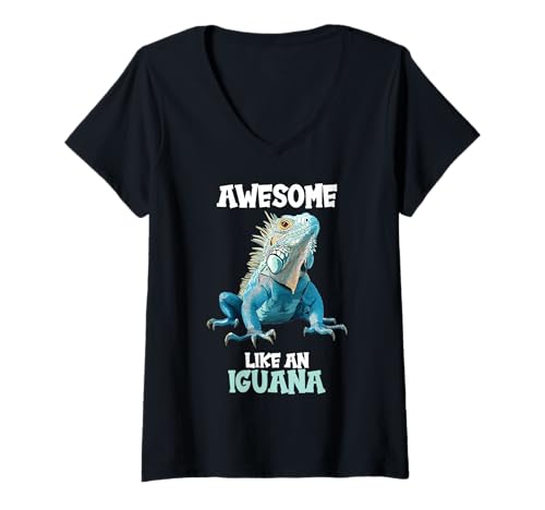Damen Leguane Leguan T-Shirt mit V-Ausschnitt von Leguane Leguan Tier Shop