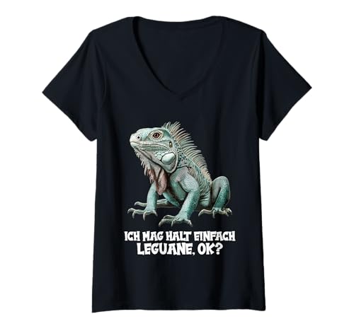 Damen Leguane Leguan T-Shirt mit V-Ausschnitt von Leguane Leguan Tier Shop
