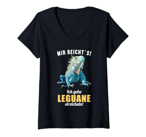 Damen Leguane Leguan T-Shirt mit V-Ausschnitt von Leguane Leguan Tier Shop