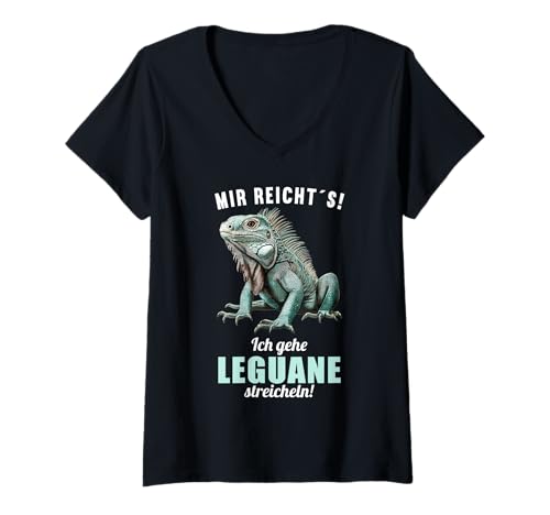 Damen Leguane Leguan T-Shirt mit V-Ausschnitt von Leguane Leguan Tier Shop