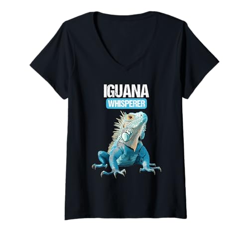 Damen Leguane Leguan T-Shirt mit V-Ausschnitt von Leguane Leguan Tier Shop