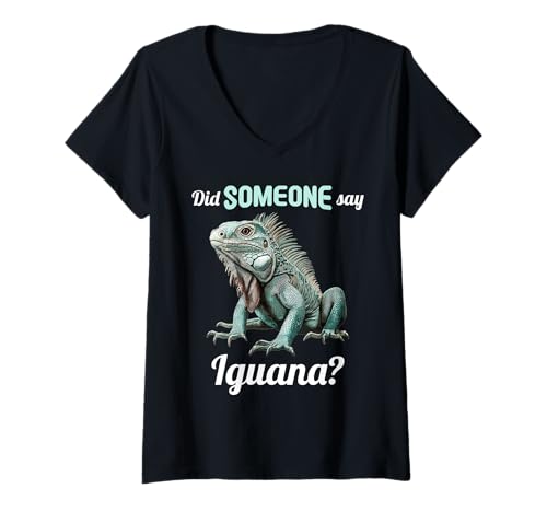 Damen Leguane Leguan T-Shirt mit V-Ausschnitt von Leguane Leguan Tier Shop