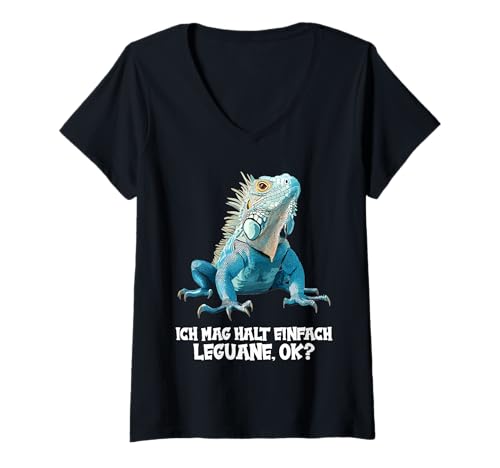 Damen Leguane Leguan T-Shirt mit V-Ausschnitt von Leguane Leguan Tier Shop