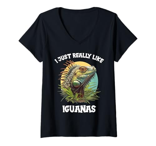 Damen Leguane Leguan T-Shirt mit V-Ausschnitt von Leguane Leguan Tier Shop