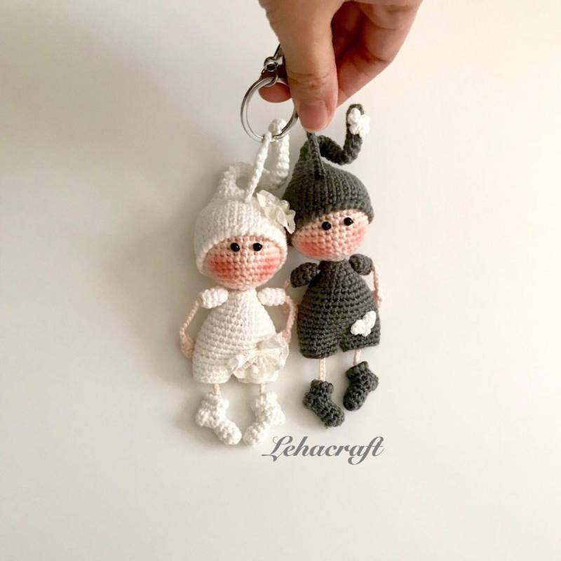 Glückspuppe Schlüsselanhänger, Vorhängeschloss, Gehäkelte Glückspuppe, Puppe Vorhängeschloss Tasche, Rucksack, Für Babytasche von LehaCraft