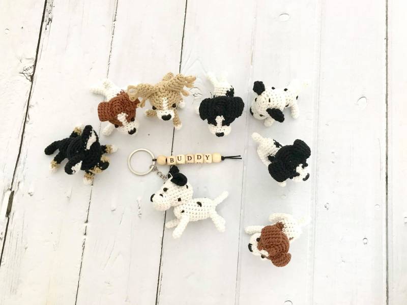 Passen Sie Welpen Schlüsselbund, Benutzerdefinierte Hund Personalisierte Schlüsselanhänger, Vorhängeschloss Tasche, Vorhängeschlösser Rucksack von LehaCraft