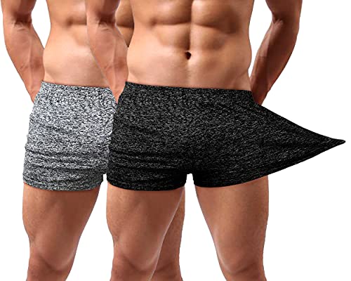 Lehmanlin Sport Shorts Herren Bodybuilding Kurze Shorts Workout Trainingsshorts Schnell Trocken 7,6CM Innennaht (schwarz&grau-M) von Lehmanlin