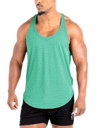 Lehmanlin Herren Fitness Stringer Muskel Tank Top, Gym Workout Achselshirts Y-Back,Bodybuilding Muskelshirts Männer Schnell Trocknend(Grün, M) von Lehmanlin