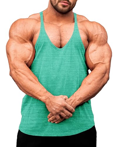 Lehmanlin Herren Fitness Stringer Muskel Tank Top, Y-Back Gym Trägershirt,Bodybuilding Muskelshirts Männer Schnell Trocknend (Grün-XL) von Lehmanlin