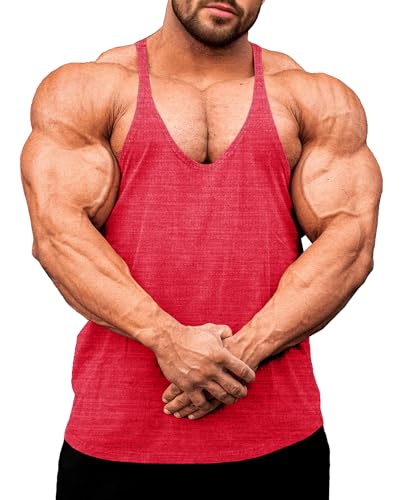 Lehmanlin Herren Fitness Stringer Muskel Tank Top, Y-Back Gym Trägershirt,Bodybuilding Muskelshirts Männer Schnell Trocknend (Rosa-S) von Lehmanlin