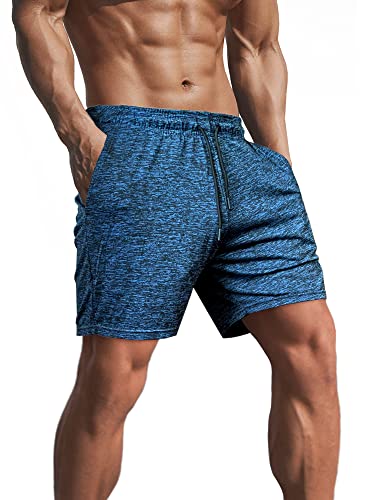 Lehmanlin Herren Kurze Sporthose Herren,Kurze Jogginghose Laufhose Laufshorts Männer Trainingshose Bermuda Shorts Hose Fitnesshose Tennishose 12,7 cm Innennaht(blau-M) von Lehmanlin