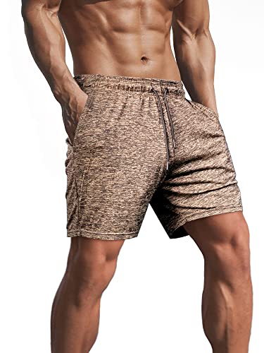 Lehmanlin Herren Kurze Sporthose Herren,Kurze Jogginghose Laufhose Laufshorts Männer Trainingshose Bermuda Shorts Hose Fitnesshose Tennishose 12,7 cm Innennaht (Braun-2XL) von Lehmanlin