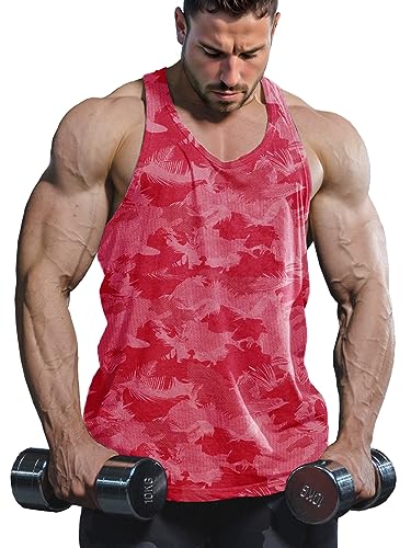 Lehmanlin Herren Sport Stringer Tank top,Bodybuilding Workout Tank Tops für das Fitnessstudio,Tägliches Training lässige T-Shirts Quick Dry(Rosa, S) von Lehmanlin