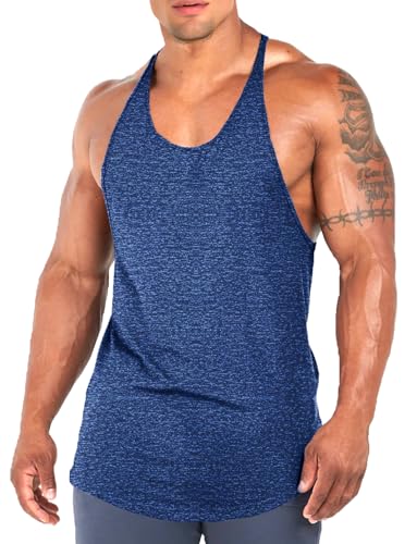 Lehmanlin Herren Sport Stringer Tanktop,Y-Rücken Gym Fitness Trägershirt, Bodybuilding Muskelshirt Männer Quick Dry (Blau, M) von Lehmanlin