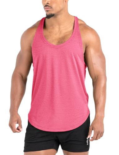 Lehmanlin Herren Fitness Stringer Muskel Tank Top, Gym Workout Achselshirts Y-Back,Bodybuilding Muskelshirts Männer Schnell Trocknend(Rosa, XL) von Lehmanlin