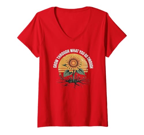 Damen Sunflowers Inspirational ermutigen Zitat motivierend T-Shirt mit V-Ausschnitt Damen Sunflowers Inspirational ermutigen Zitat motivierend T-Shirt mit V-Ausschnitt von Lehrer, die Freundlichkeit lehren, Boutiquen zu