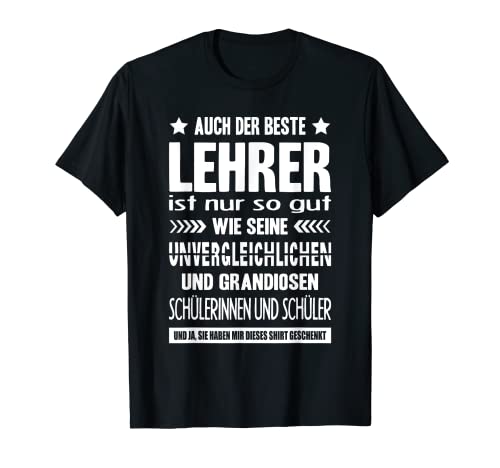 Herren Lehrer Abschied Klassenlehrer Schullehrer Erinnerung Spruch T-Shirt von Lehrer Abschiedsgeschenk Klassenlehrer Abschied
