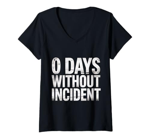 Damen 0 Days Without Incident Lehrer Stress Burnout School - T-Shirt mit V-Ausschnitt von Lehrer -Chaos -Klassenzimmerbericht