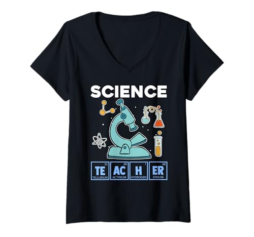 Damen Naturwissenschaftslehrer Periodensystem Humor T-Shirt mit V-Ausschnitt Damen Naturwissenschaftslehrer Periodensystem Humor T-Shirt mit V-Ausschnitt von Lehrer Chemie Physik Labor Nerd Spaß