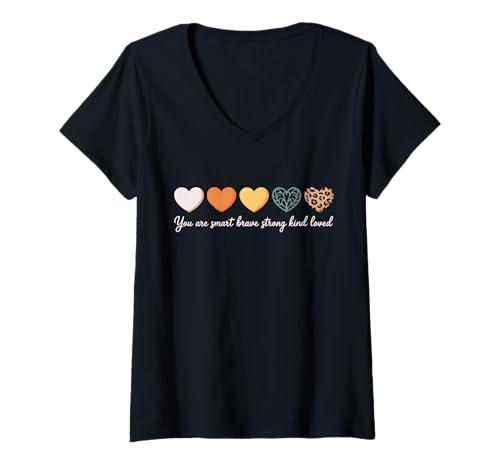 Damen Du Bist Schlau Mutig, Starke Art Geliebt T-Shirt mit V-Ausschnitt Damen Du Bist Schlau Mutig, Starke Art Geliebt T-Shirt mit V-Ausschnitt von Lehrer Danke Motivation