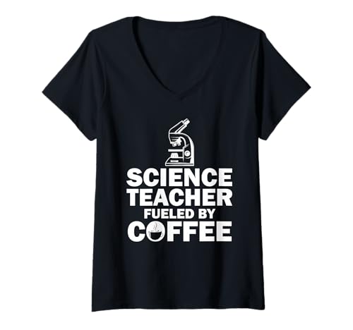 Damen Wissenschaftslehrer von Kaffee angetrieben Lustig T-Shirt mit V-Ausschnitt Damen Wissenschaftslehrer von Kaffee angetrieben Lustig T-Shirt mit V-Ausschnitt von Lehrer Humor Kaffeeliebhaber