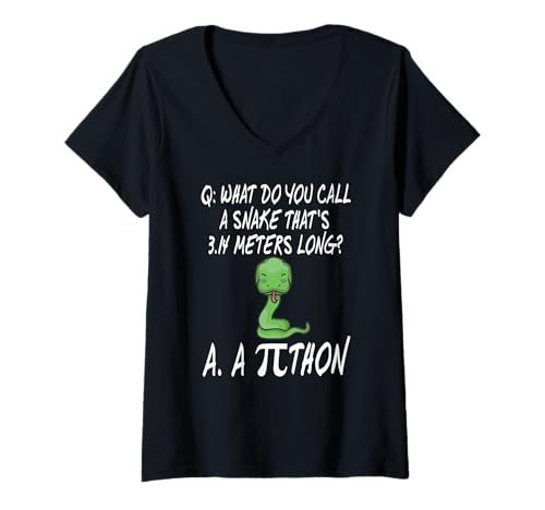 Damen Lustiger Mathewitz Schlange und Pi Fan T-Shirt mit V-Ausschnitt Damen Lustiger Mathewitz Schlange und Pi Fan T-Shirt mit V-Ausschnitt von Lehrer Humor Nerd Reptil Mathe