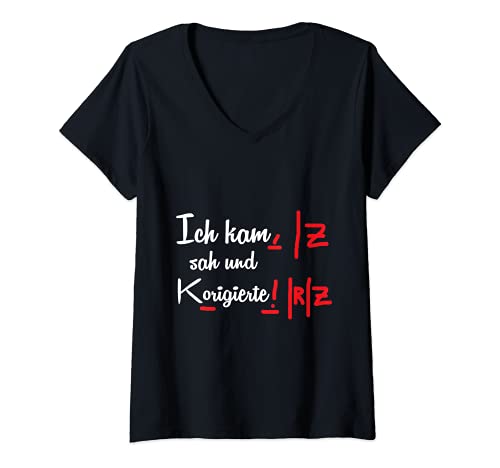 Damen Lehrer Lehrerin Spruch Schule Beruf Schüler T-Shirt mit V-Ausschnitt von Lehrer Lehrerin Grafiken und Mehr