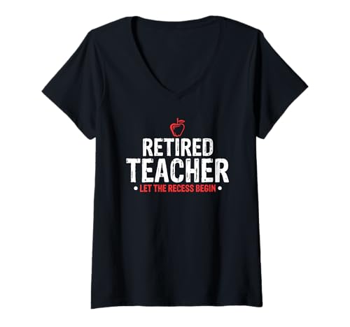 Damen Pensionierter Lehrer Recess Beginnt Lustig Spaß T-Shirt mit V-Ausschnitt Damen Pensionierter Lehrer Recess Beginnt Lustig Spaß T-Shirt mit V-Ausschnitt von Lehrer Ruhestand Glücklich Humorvoll