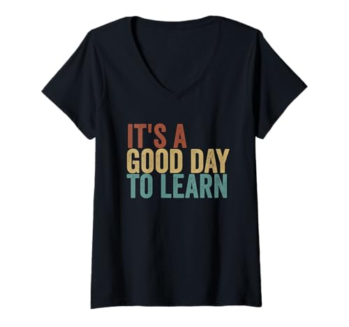 Damen Es Ist EIN Guter Tag, Um Retro -lehrermotivation T-Shirt mit V-Ausschnitt Damen Es Ist EIN Guter Tag, Um Retro -lehrermotivation T-Shirt mit V-Ausschnitt von Lehrer -retro -typografie