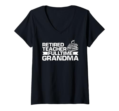 Damen Im Ruhestand Lehrerin Vollzeitstolze Oma T-Shirt mit V-Ausschnitt Damen Im Ruhestand Lehrerin Vollzeitstolze Oma T-Shirt mit V-Ausschnitt von Lehrerfamilien Humor & Erinnerung