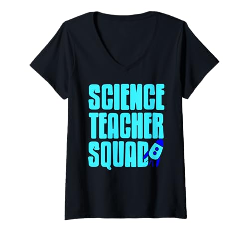 Damen Naturwissenschafts Lehrer Team Rakete Schule T-Shirt mit V-Ausschnitt Damen Naturwissenschafts Lehrer Team Rakete Schule T-Shirt mit V-Ausschnitt von Lehrergruppe mit Raumfahrtmotivation