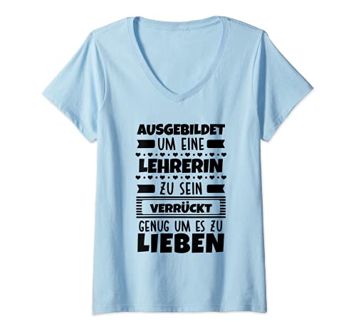 Damen Beste Lehrerin Spruch Grundschule T-Shirt mit V-Ausschnitt von Lehrerin Geschenke und Mehr