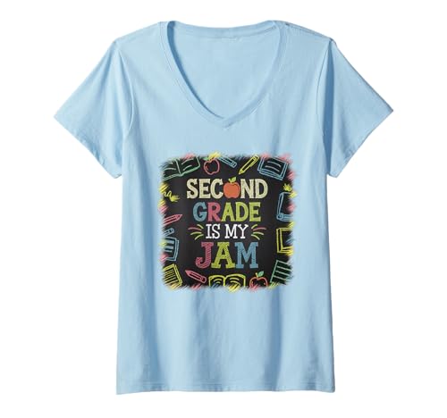 Damen Lehrerin Tshirt Frauen Schule Lehramt Geschenk Lehrer T-Shirt mit V-Ausschnitt von Lehrerin Tshirt Frauen Schule Lehramt Lehrer