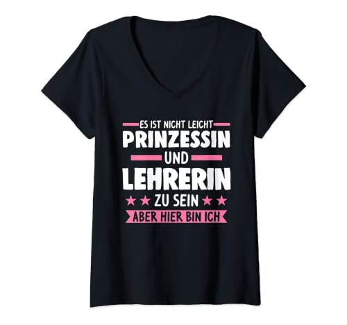 Damen Prinzessin und Lehrerin Lehrerin Lehrerinnen T-Shirt mit V-Ausschnitt Damen Prinzessin und Lehrerin Lehrerin Lehrerinnen T-Shirt mit V-Ausschnitt von Lehrerinnen & Schule Geschenk