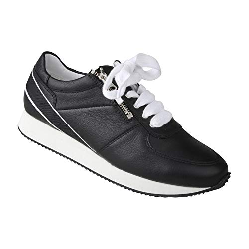 Lei by tessamino Damen Schnürer Nika, Lowtop Sneaker aus echtem Leder, Weite H, für Sport geeignet, Turn- und Freizeitschuhe, halluxfreundlich, hochwertige Materialien 36 schwarz von Lei by tessamino