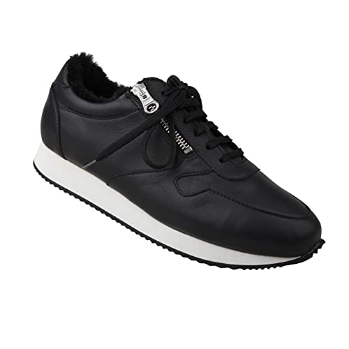 Lei by tessamino Damen Sneaker Fiona in den Farben schwarz und Weiss aus echtem Leder mit Lammfellfutter in Weite H, geeignet bei Hallux Valgus, Lammfellfußbett, Freizeitschuhe, Turnschuhe 37 schwarz von Lei by tessamino