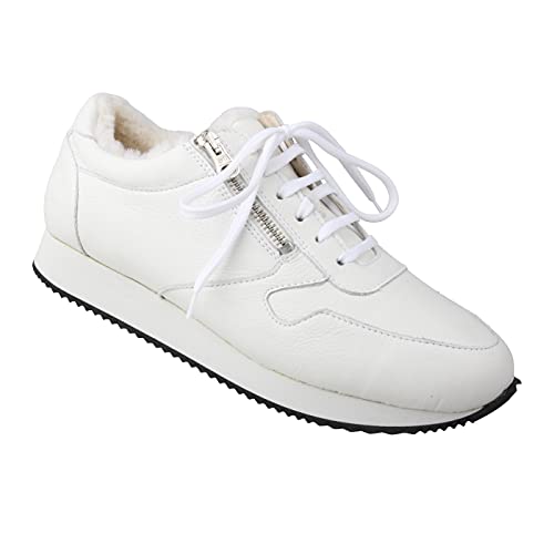 Lei by tessamino Damen Sneaker Fiona in den Farben schwarz und Weiss aus echtem Leder mit Lammfellfutter in Weite H, geeignet bei Hallux Valgus, Lammfellfußbett, Freizeitschuhe, Turnschuhe 39 weiß von Lei by tessamino