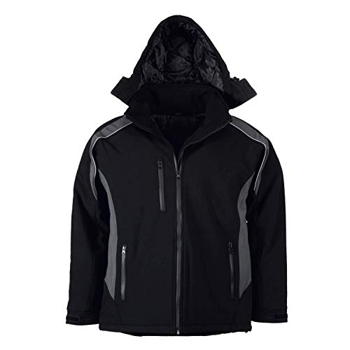 LeiKaTex Winter-Softshelljacke Arbeitsjacke mit Kapuze Onyx/Saphir Schwarz-Grau, Größe XL von LeiKaTex