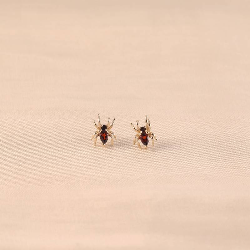 14K Solid Gold Granat Spinne Helix Ohrring Schwarz Achat Knorpel Ohrringe Onyx Bolzen Conch Tragus Mit Flachem Rücken von LeiTjewelry