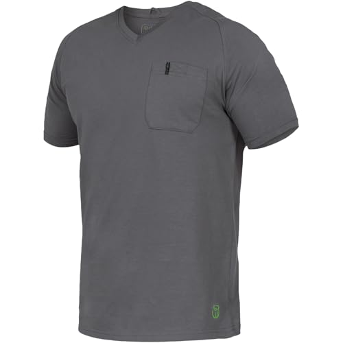 Leibwächter Flex-Line Herren Arbeitsshirt mit Brusttasche – Grau – Gr. 5XL – Relaxed Fit Shirt Baumwolle – T-Shirt mit V-Ausschnitt – Antibakteriell und Antipilling von Leibwächter