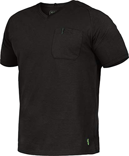 Flex-Line Herren Arbeits T-Shirt mit Brusttasche (L, Schwarz) von Leib Wächter