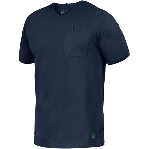 Leibwächter Flex-Line Herren Arbeitsshirt mit Brusttasche – Marine – Gr. M – Relaxed Fit Shirt Baumwolle – T-Shirt mit V-Ausschnitt – Antibakteriell und Antipilling von Leibwächter