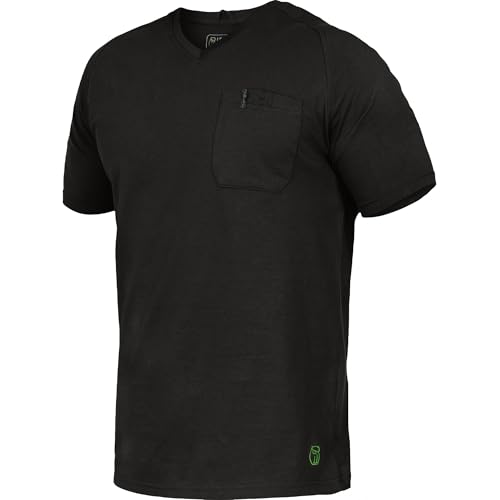 Leibwächter Flex-Line Herren Arbeitsshirt mit Brusttasche – Schwarz – Gr. S – Relaxed Fit Shirt Baumwolle – T-Shirt mit V-Ausschnitt – Antibakteriell und Antipilling von Leibwächter