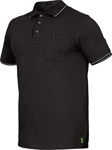 Flex-Line Polo-Shirt Arbeitspolo mit Brusttasche (3XL, Schwarz) von Leib Wächter