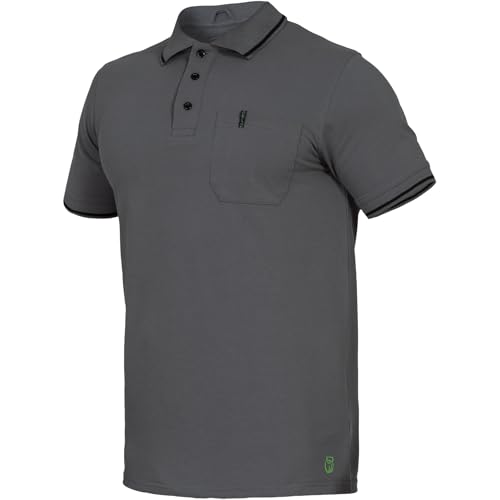 Leibwächter Polo-Shirt Herren Flex-Line – Grau – Gr. S – Poloshirt mit Brusttasche – Kurzarm Poloshirts mit 3 Knöpfen – 50% Baumwolle 50% Polyester – Sommer Arbeitsbekleidung für Herren von Leibwächter