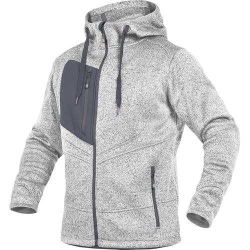 Leibwächter Unisex Strickjacke Casual-Line – Weiß – Gr. XS – Zip Hoodie mit Kapuze und 7 Taschen – Strickjacke für Damen & Herren – Cardigan mit Reißverschluss von Leibwächter