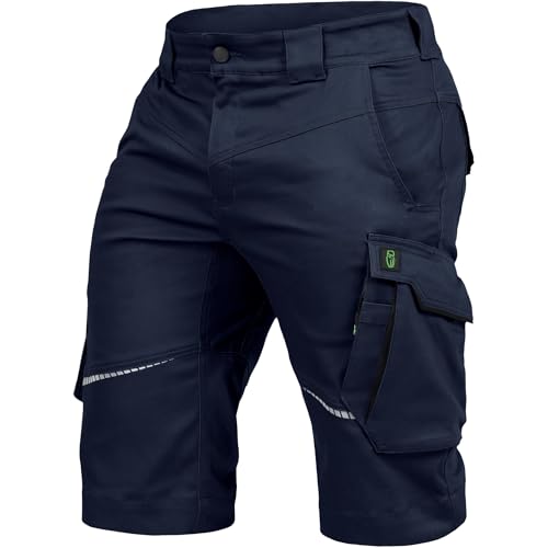Leibwächter Arbeitsshorts Herren Flex Line Marine – Größe 60 – Robuste Cargo Hose mit Taschen – Handwerker Shorts – Berufsbekleidung – Multifunktionshose mit Reflektoren von Leibwächter