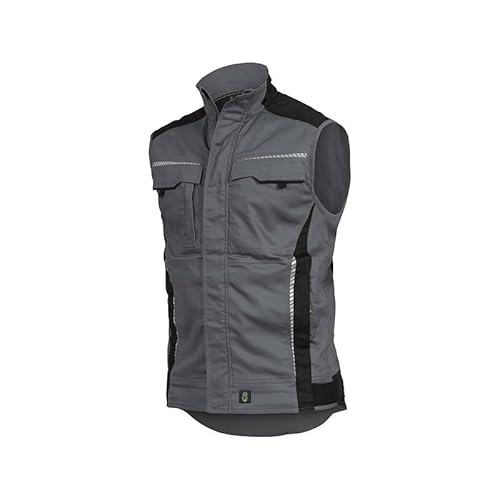 Leibwächter Arbeitsweste – Robuste & atmungsaktive Handwerker Weste für Arbeit & Handwerk – Stretchstoff – reflektierende Details – grau – Gr. XXL von Leibwächter