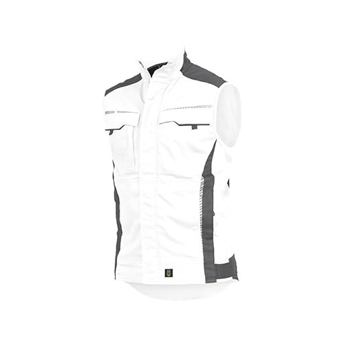 Leibwächter Arbeitsweste – Robuste & atmungsaktive Handwerker Weste für Arbeit & Handwerk – Stretchstoff – reflektierende Details – weiß – Gr. 4XL von Leibwächter